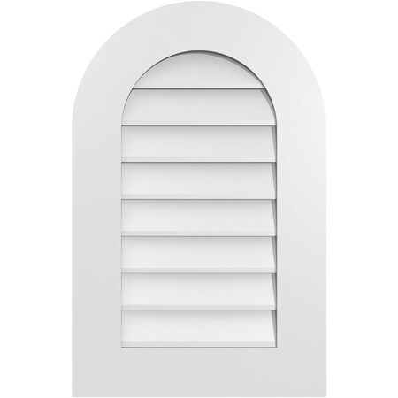 Ekena Millwork Round Top Surface Mount PVC Gable Vent: Non-Functional, w/ 3-1/2"W x 1"P Standard Frame, 18"W x 28"H GVPRT18X2801SN